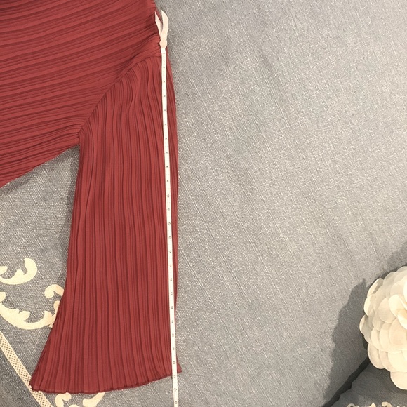 Easel S Pleated Brick Red Blouse - Picture 8 of 9